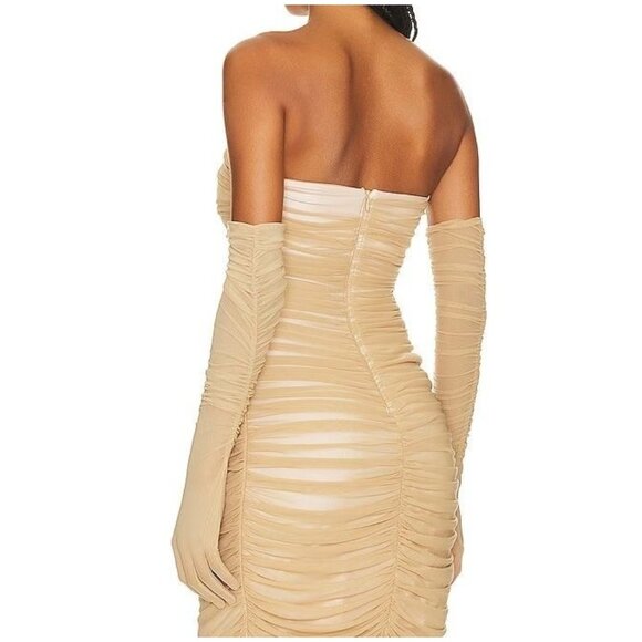 Mother of All Eleanora Long Gloves in Golden Nude Mesh Small New Womens Opera - Picture 2 of 14